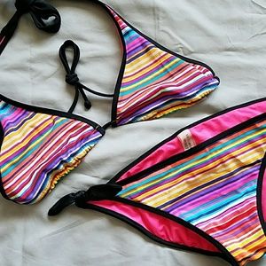 Victoria's Secret striped triangle bikini Sz S